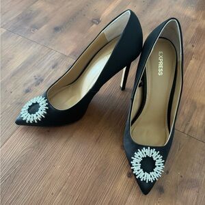 Sold Express satin heel pumps black